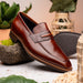 Zelli Meo Hand Burnished Calfskin Penny Loafers in Cognac