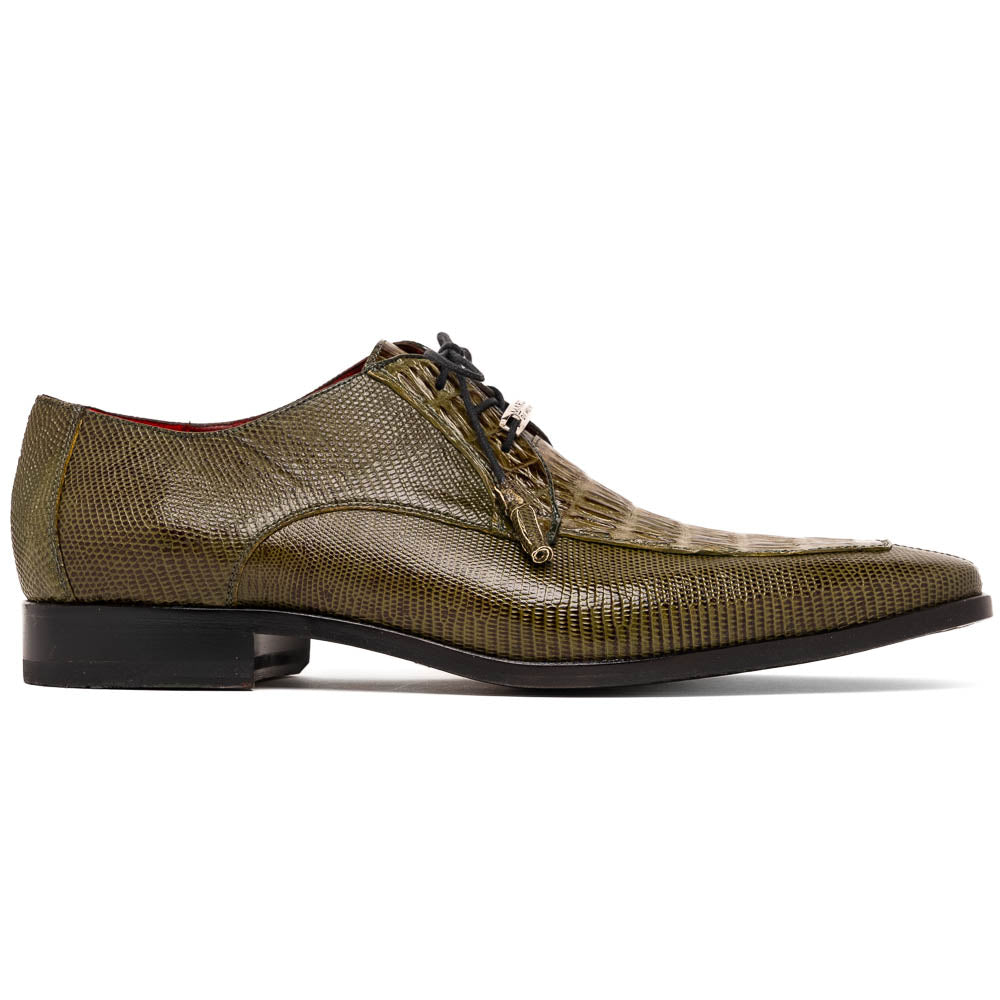 Genuine Caiman & Lizard Olive Green Shoe