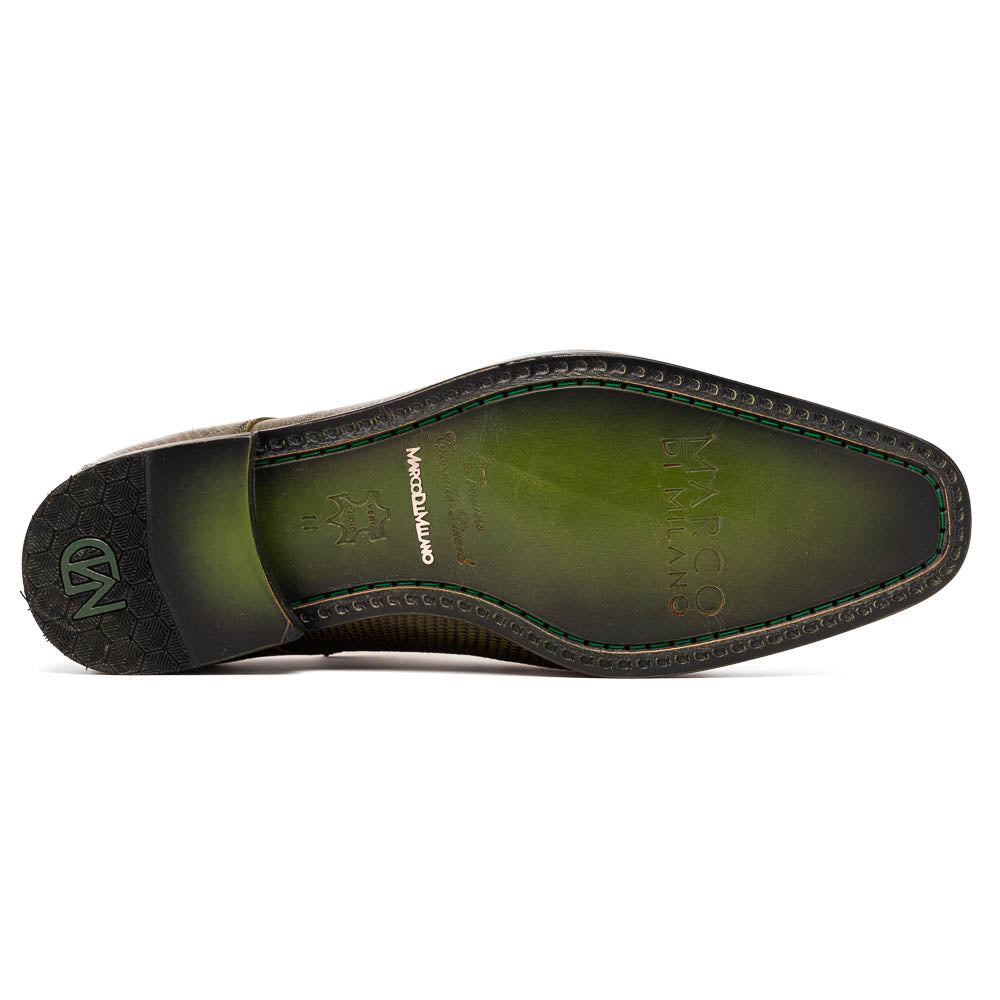 Genuine Caiman & Lizard Olive Green Shoe