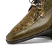 Genuine Caiman & Lizard Olive Green Shoe