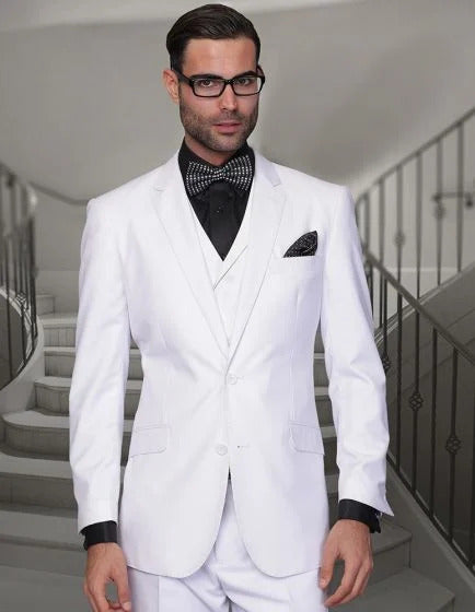 Statement Men's 3 Piece 100% Wool Suit - Elegant Solid