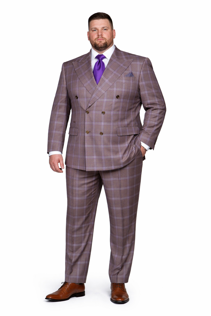 Metro purple Check Double-Breasted Suit