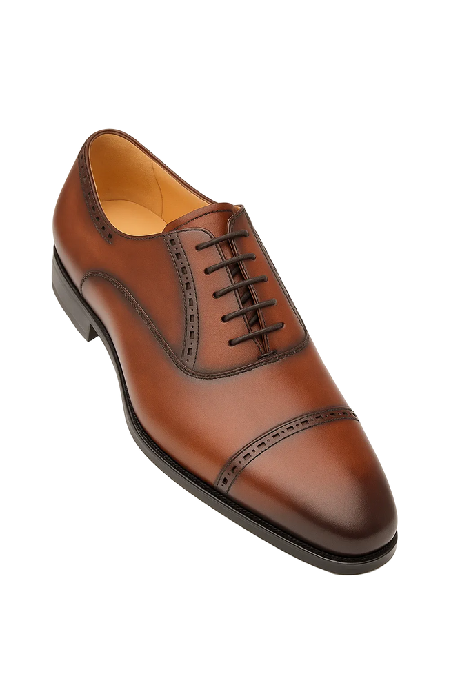 Amaro Leather Cap Toe Cognac By Mezlan Made In Spain Brand