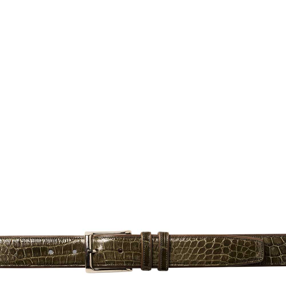 Genuine Alligator Mens Olive Belt - Mezlan Brand