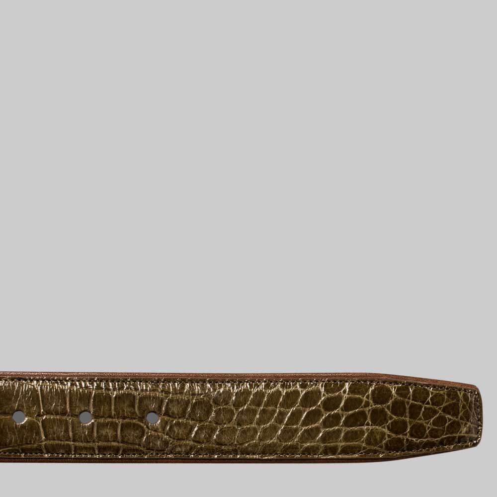 Genuine Alligator Mens Olive Belt - Mezlan Brand