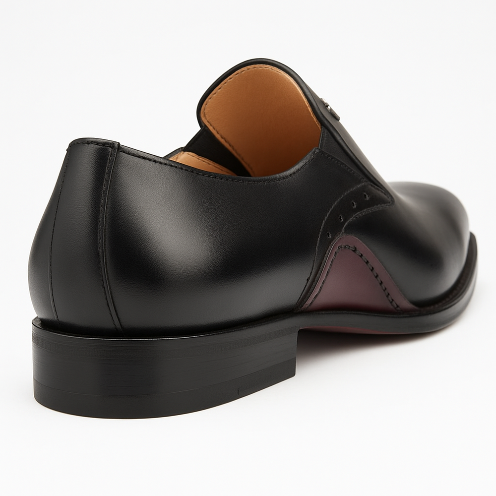 Patina Calfskin Artisan Black Double Gore Slip-on Shoes By Mezlan Made In Spain Brand