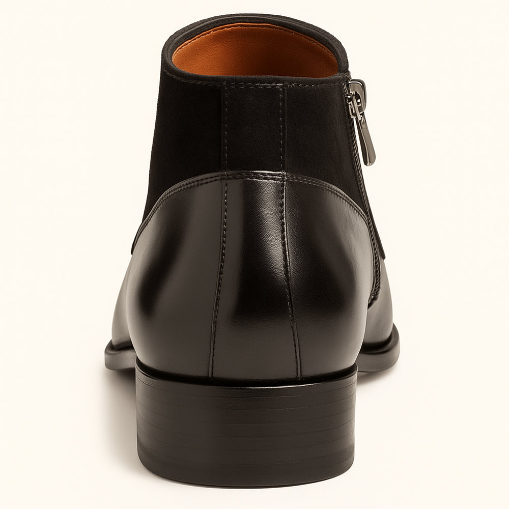 Men's Camilleri Calf/Suede Black Ankle Zip Boot By Mezlan Made In Spain Brand