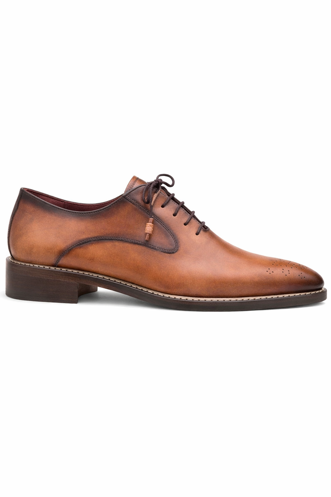 Mezlan Shoes Made in Spain - Mezlan Gavino Cognac Calfskin Leather Oxford