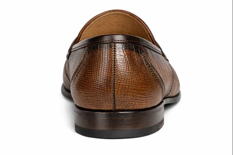 Mens Mezlan Lipari Lizard Penny Loafer Dress Shoe in Black