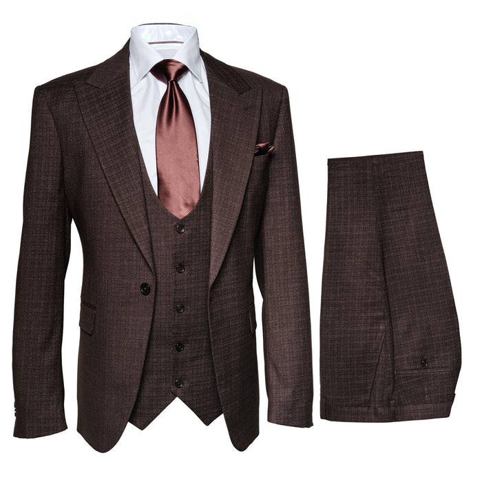 Mocha Reserve 3-Piece Tailored Suit with Satin Chestnut Accents