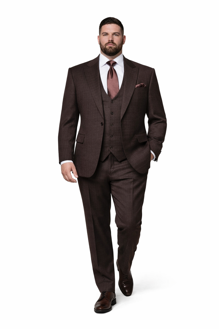 Mocha Reserve 3-Piece Tailored Suit with Satin Chestnut Accents