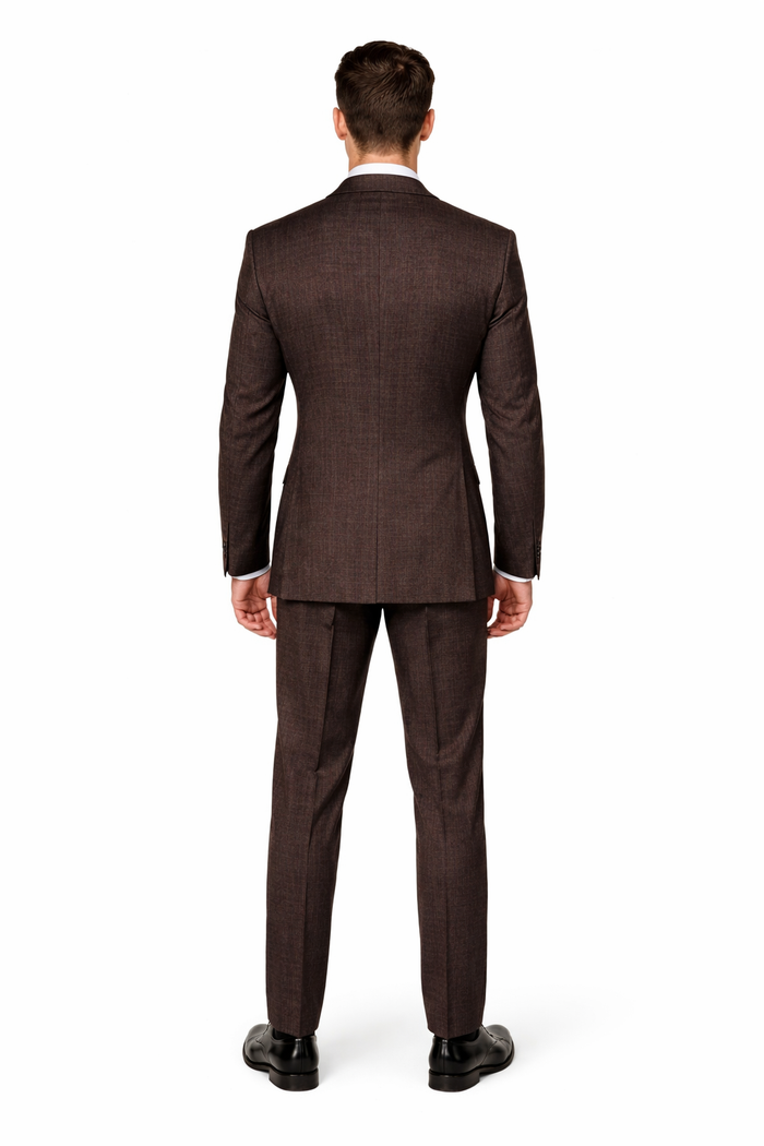 Mocha Reserve 3-Piece Tailored Suit with Satin Chestnut Accents