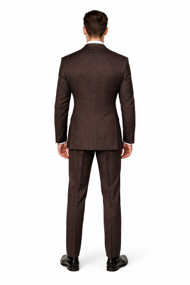 Mocha Reserve 3-Piece Tailored Suit with Satin Chestnut Accents