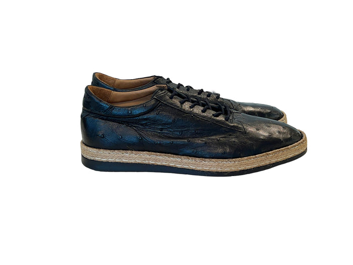 P0105 Monaco Genuine Ostrich Sport- Black