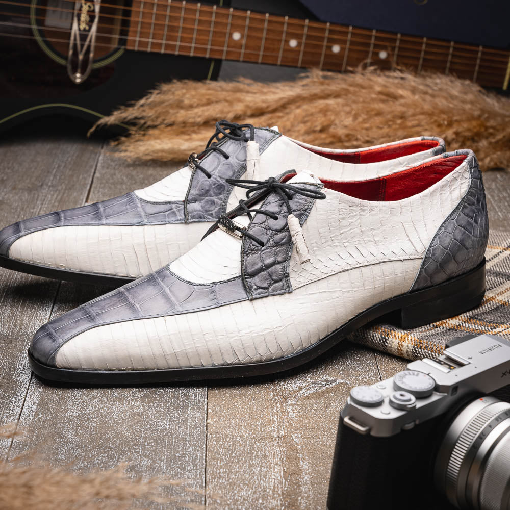 Marco_Di_Milano Moncalieri - Gray & White Leather Loafer