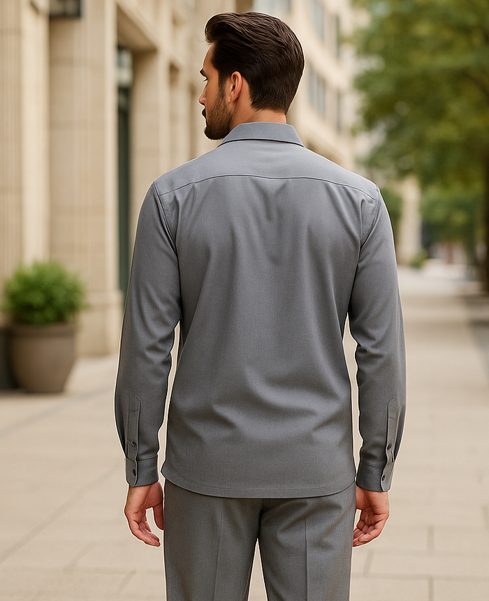 Men's Plain Long Sleeve Casual Walking Ash Suit