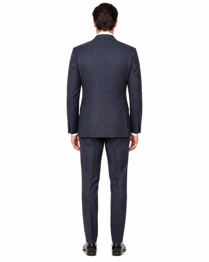 Navy 6 Buttons Double Breasted Suits 3 Piece Classic Fit Suit