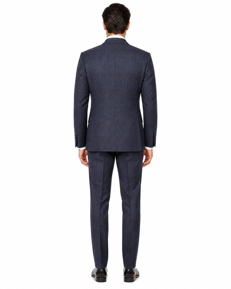 Navy 6 Buttons Double Breasted Suits 3 Piece Classic Fit Suit