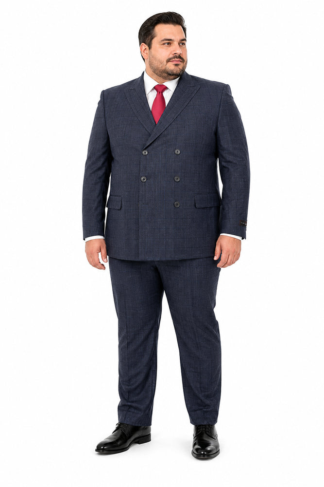 Navy 6 Buttons Double Breasted Suits 3 Piece Classic Fit Suit