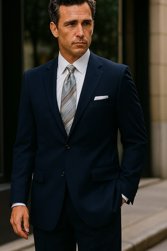 Authentic Statement Brand Men's 2 Button Suit Black- High End Suits - High Quality Suits