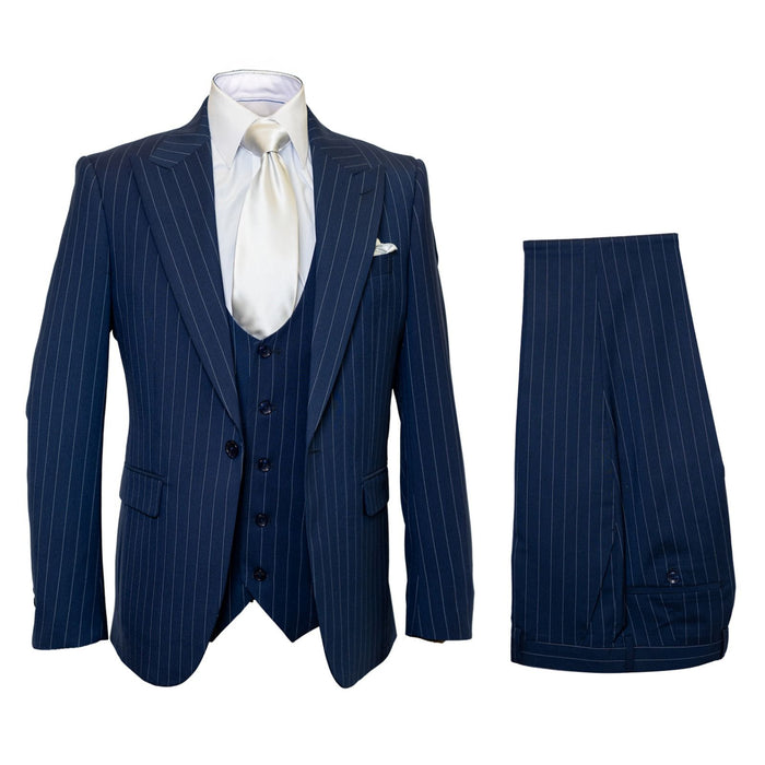Navy Heritage Pinstripe 3-Piece MasterTailor Suit by Rossiman