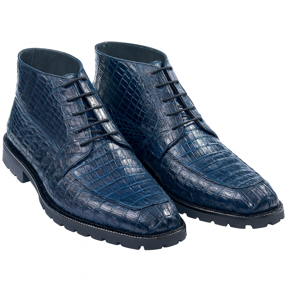Navy Genuine Caiman Crocodile Belly Ankle Los Altos Boot