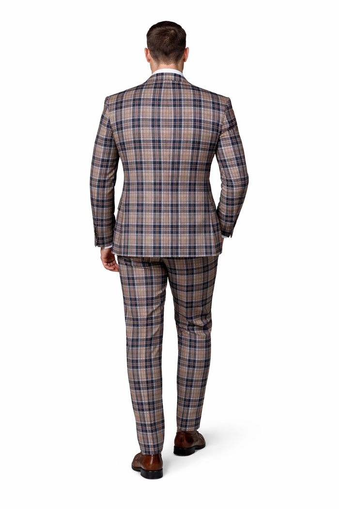 Navy Highland Check 3-Piece Plaid Wedding Suit