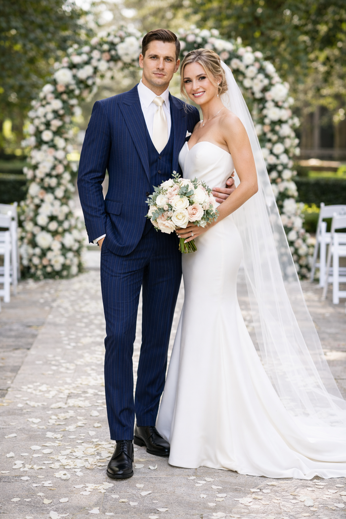 Navy Heritage Pinstripe 3-Piece MasterTailor Suit by Rossiman