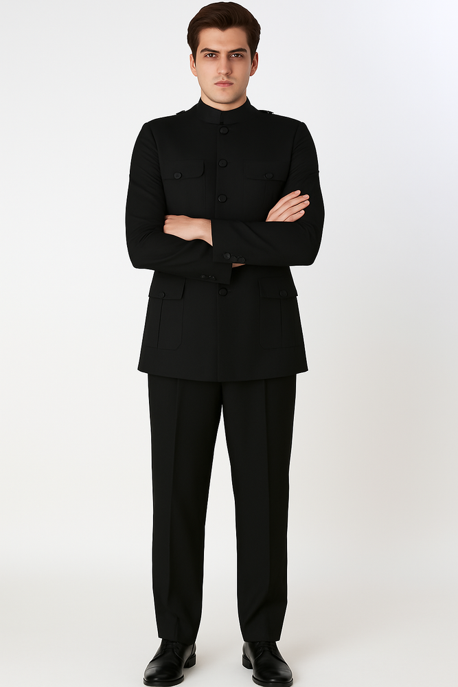 Apollo King Men's 2 Piece Nehru Style Suit Fashion Pockets