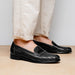 Zelli Nicola Handwoven Italian Calfskin Penny Loafers in Black