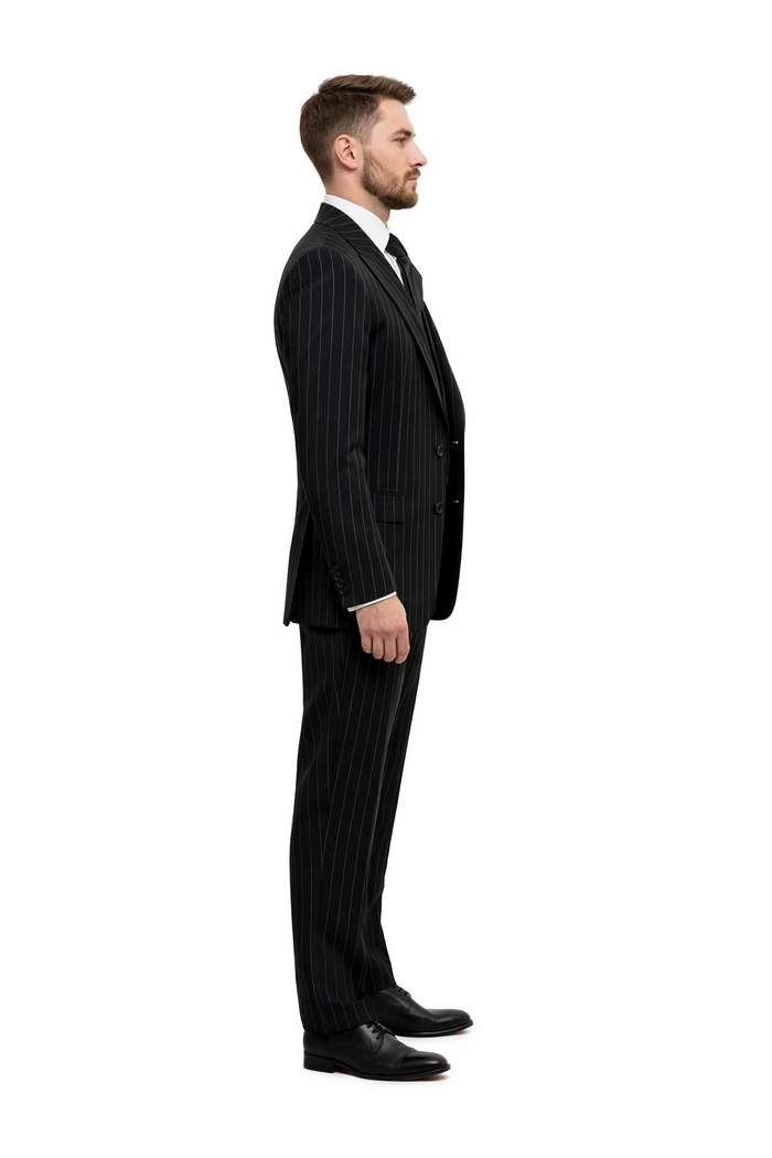 Rossiman Executive Noir Pinstripe 3-Piece Power Suit