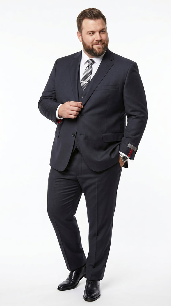 Men’s Black 3 Piece Vested Suit with 2 Button Jacket, Formal Wedding Business Suit