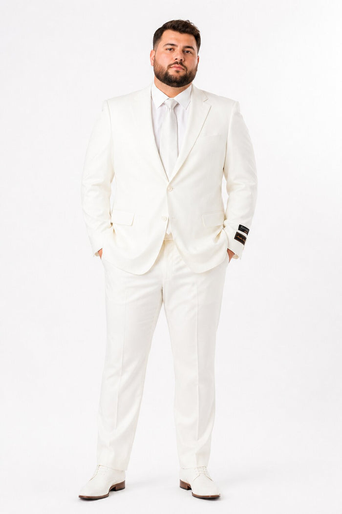 Tiglio Italian Suit - Real Wool Fabric Super 150's Novello Off-White, Modern Fit Suit in Color Off-White