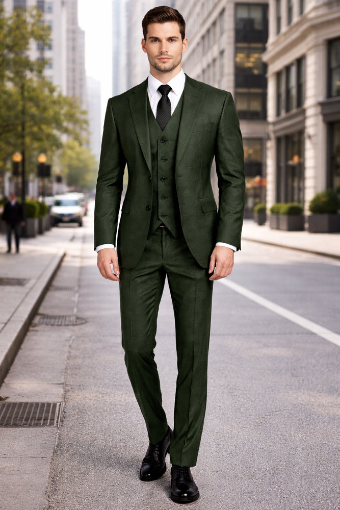 Olive Peaky Green 3 Piece Tweed Men's Suit
