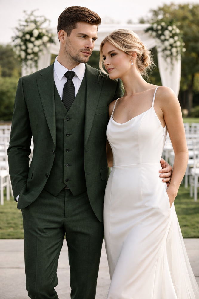 Olive Peaky Green 3 Piece Tweed Men's Suit