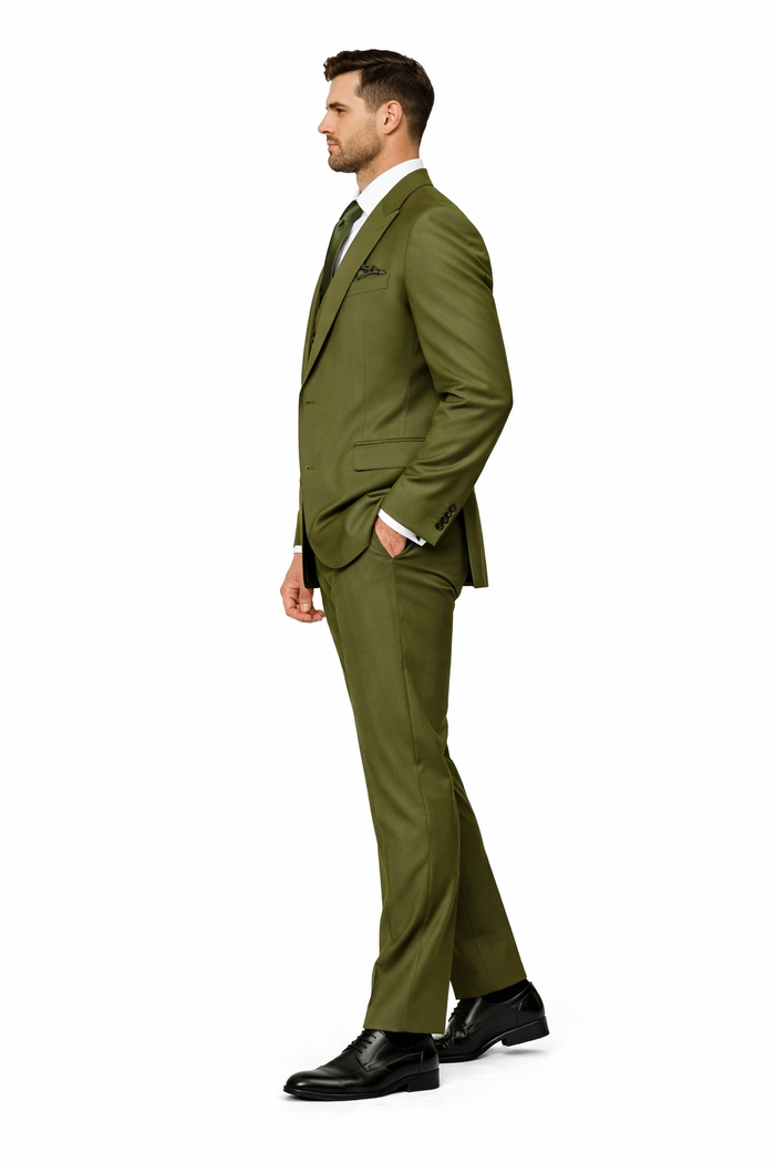 Olive Regent Double-Breasted Green 3-Piece Prestige Suit by Rossiman