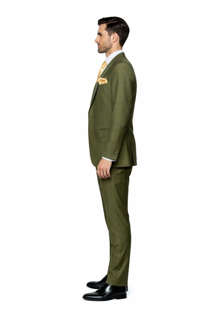 Olive Royale 3-Piece Modern Tailored Suit by Rossiman