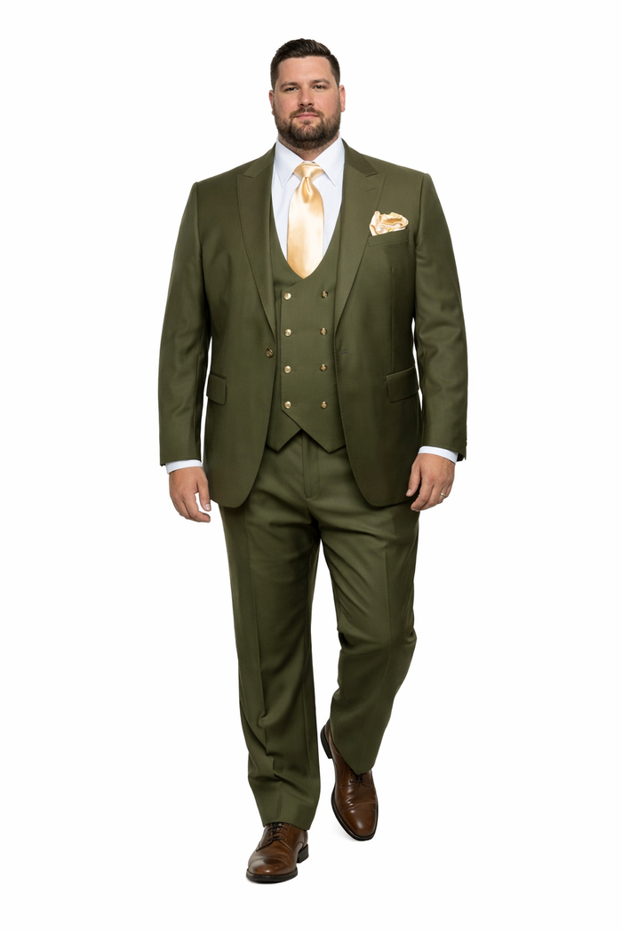 Olive Royale 3-Piece Modern Tailored Suit by Rossiman