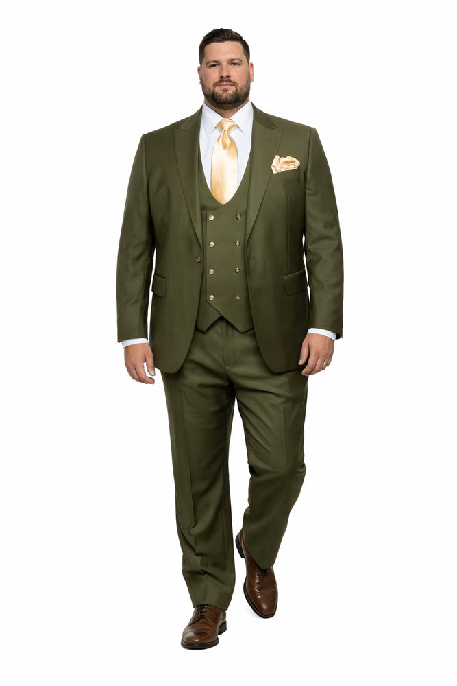 Olive Royale 3-Piece Modern Tailored Suit by Rossiman