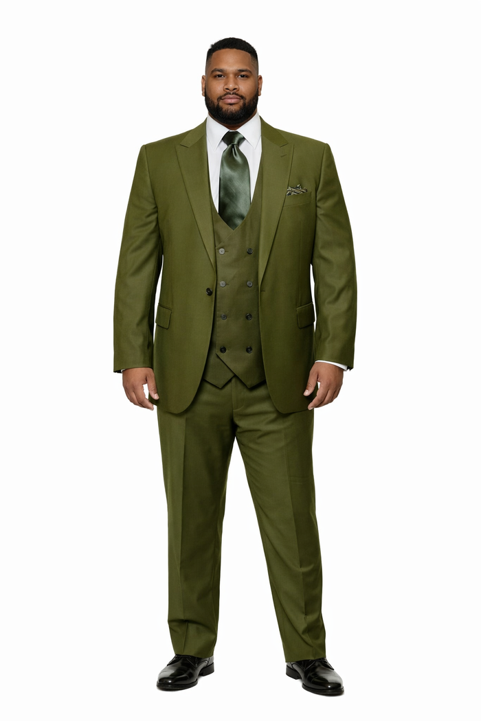 Olive Regent Double-Breasted Green 3-Piece Prestige Suit by Rossiman