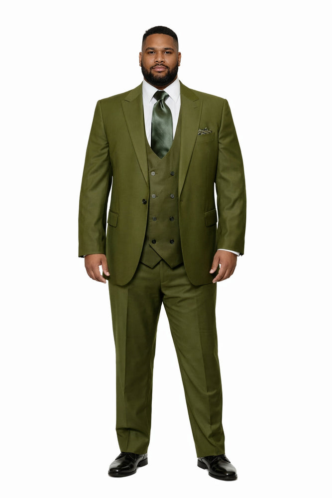 Olive Regent Double-Breasted Green 3-Piece Prestige Suit by Rossiman