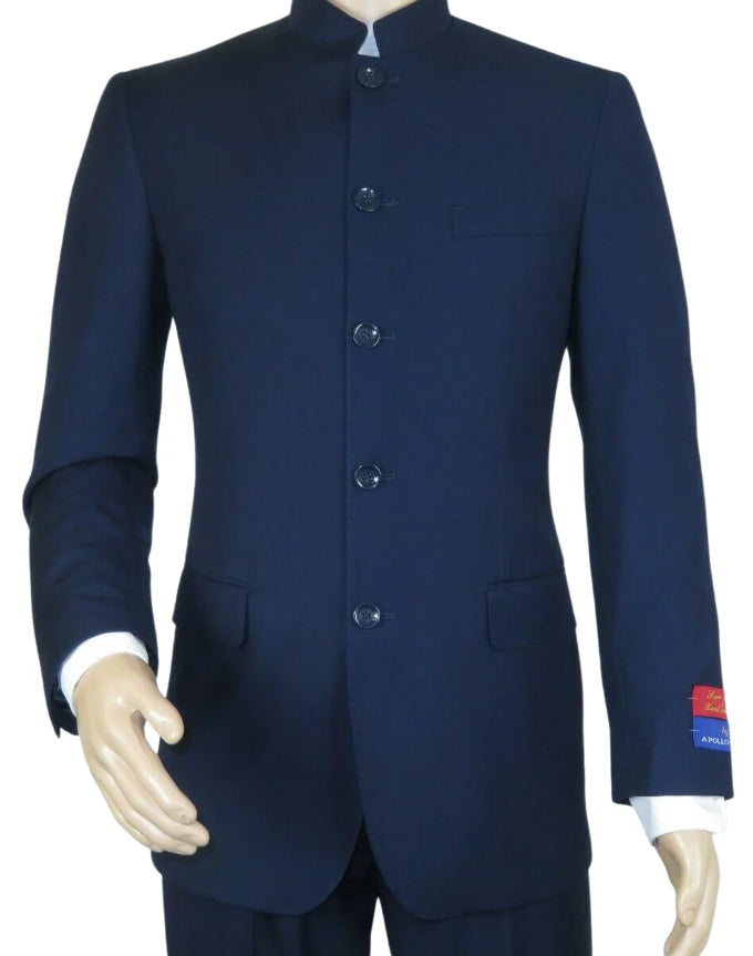 Apollo King Men's 2 Piece Nehru Style Suit 5 Button Mandarin