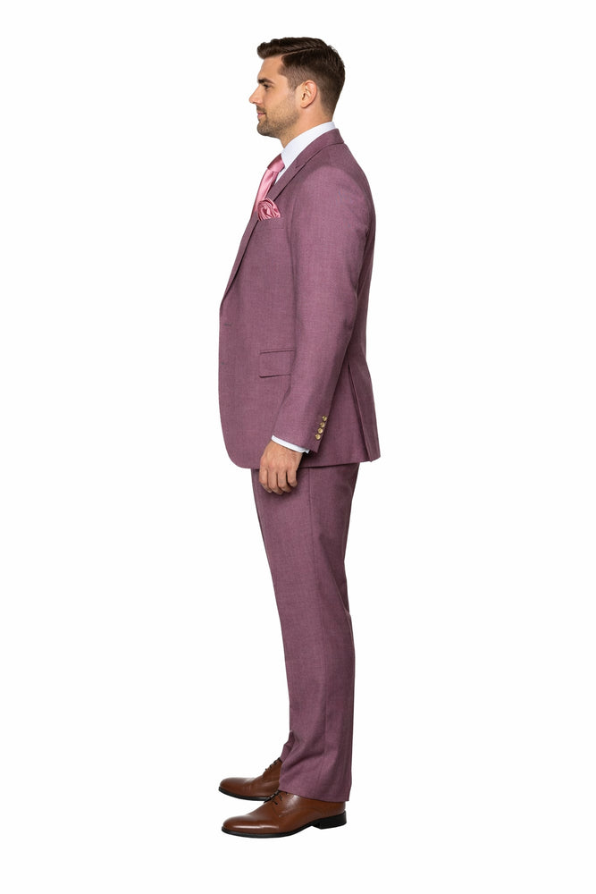 Orchid Plum 3-Piece Luxury Wedding Suit with Pink Accents by Rossiman