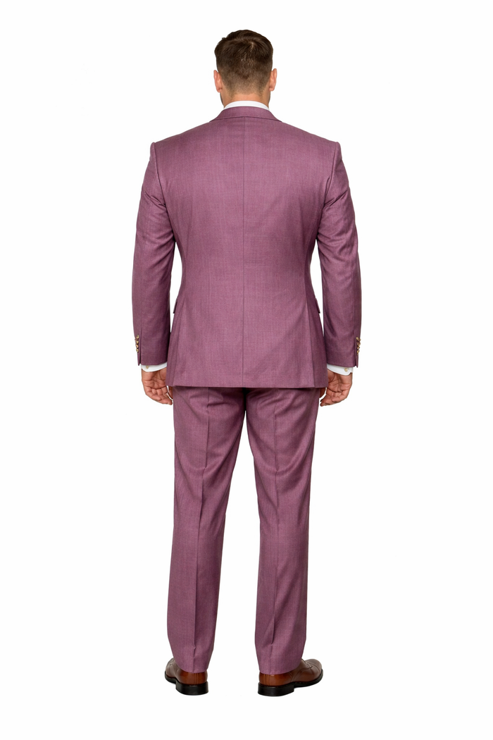 Orchid Plum 3-Piece Luxury Wedding Suit with Pink Accents by Rossiman