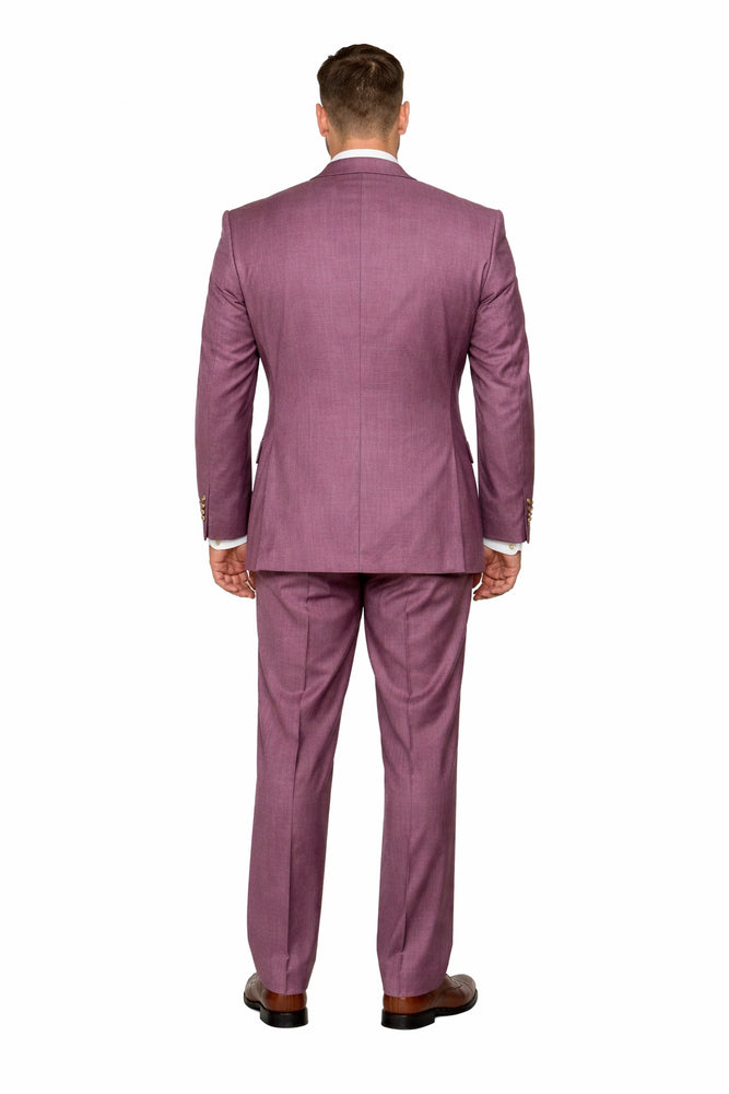 Orchid Plum 3-Piece Luxury Wedding Suit with Pink Accents by Rossiman