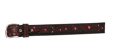 Original Black,Cherry Caiman Belly Skin Fashion Western Belt