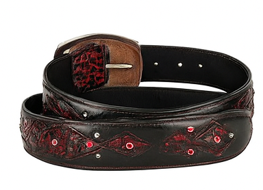 Original Black,Cherry Caiman Belly Skin Fashion Western Belt