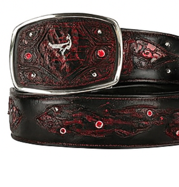 Original Black,Cherry Caiman Belly Skin Fashion Western Belt