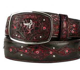 Original Black,Cherry Caiman Belly Skin Fashion Western Belt