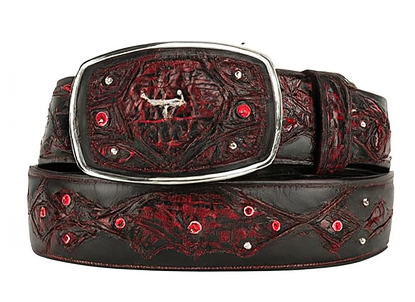 Original Black,Cherry Caiman Belly Skin Fashion Western Belt